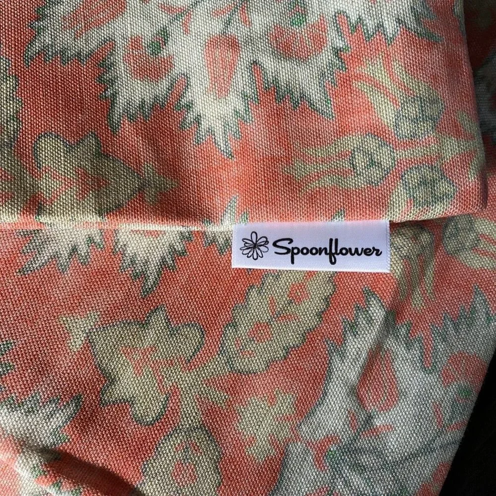 Lot Set 2 Spoonflower Carnations + Tulips Damask Ikat 18” Throw Pillow Covers